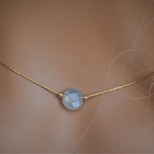 Aquamarine Necklace. Dainty Gold Aquamarine Necklace, polished Crystal Necklace, Aquamarine Jewelry, Aquamarine Birthstone, image 3