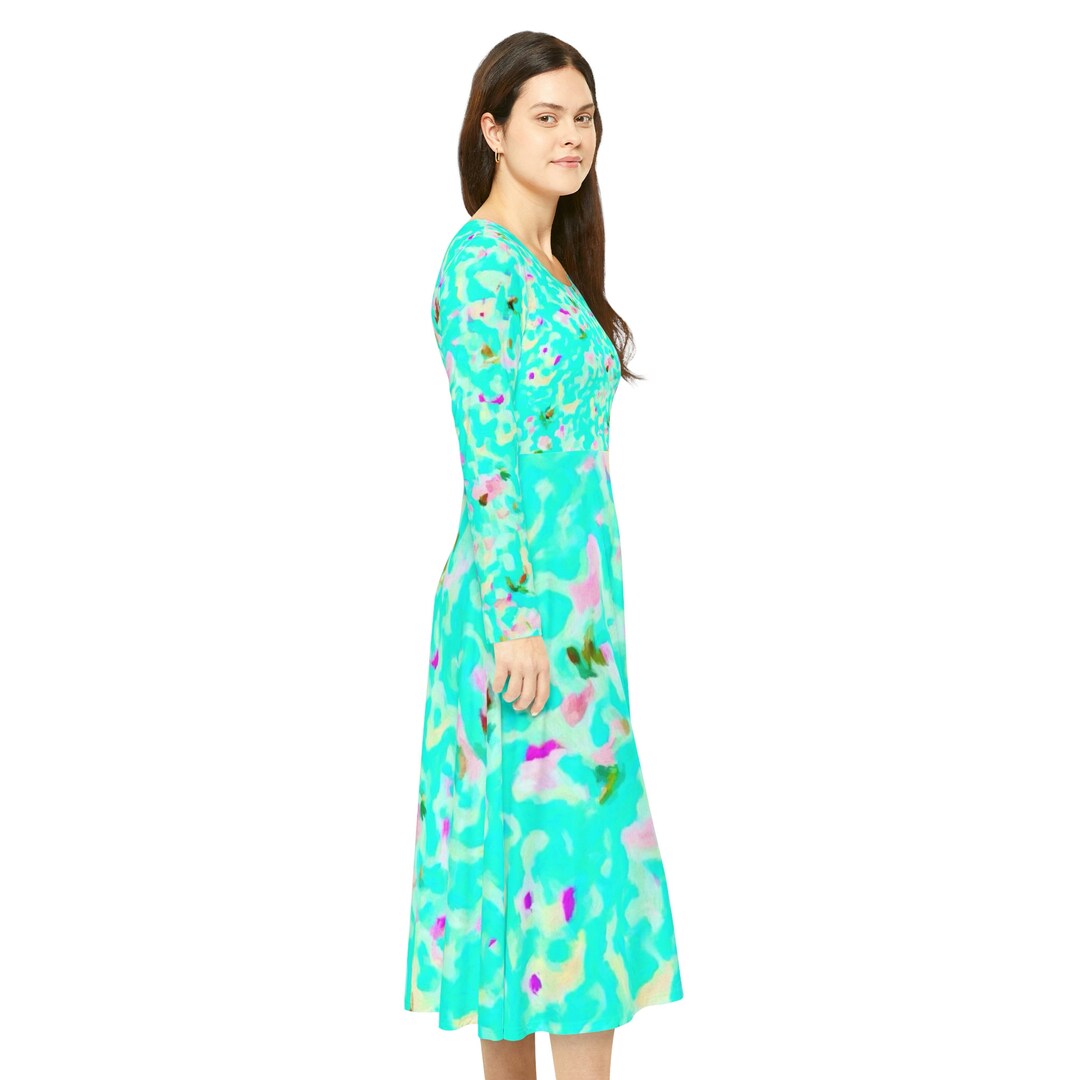 Mint Green Abstract Women's Long Sleeve Dance Dress Etsy