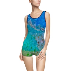 Damen Vintage Badeanzug Sea Web