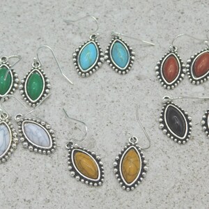 Small Tibetan Resin Pendant Earrings