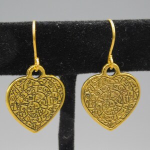 Rustic Antique Gold finish Heart Charm Earrings