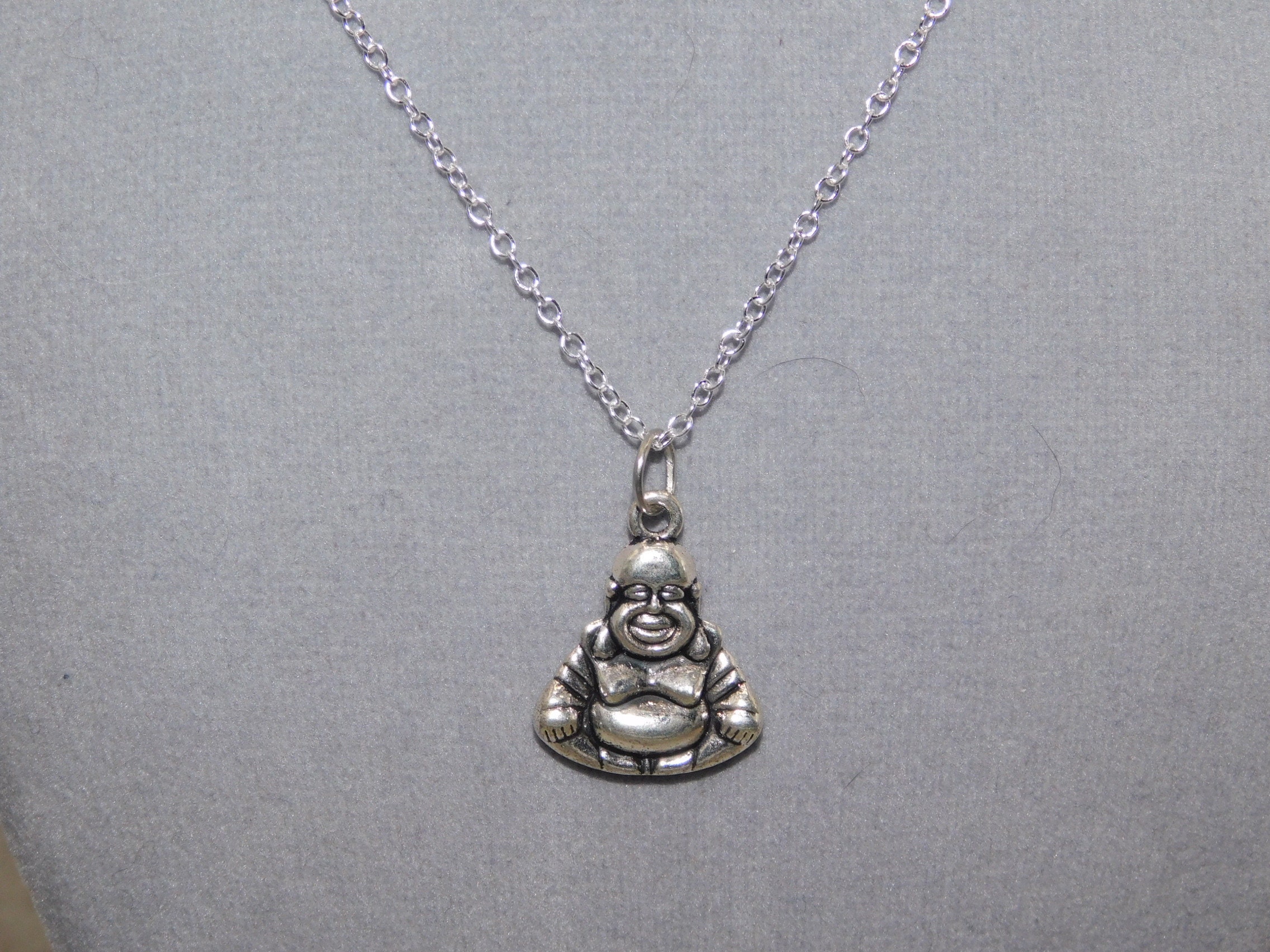 Silver Buddha Charm on a 24 Inch Sterling Silver Chain - Etsy UK