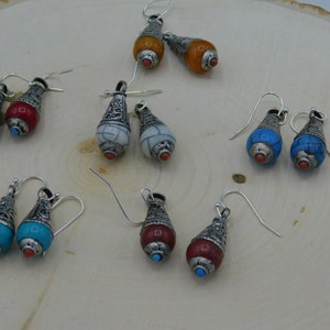 Small Tibetan Resin Pendant Earrings