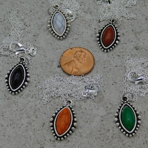 Tibetan Style pendants charms Necklace with Silver plated Chain in Various Colors