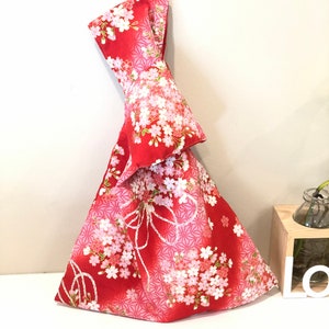 Handgemachte Rote Floral Muster Japanische KnotenTasche Handtasche Hängetasche Handtasche Handtasche Smal Knotentasche