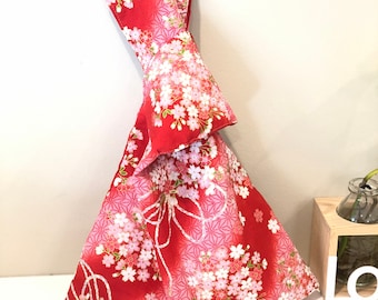 Hecho a mano Patrón floral rojo Bolso de nudo japonés Bolso de mano Bolso de eslinga Bolso de muñeca Bolso de nudo Smal Knot Bag