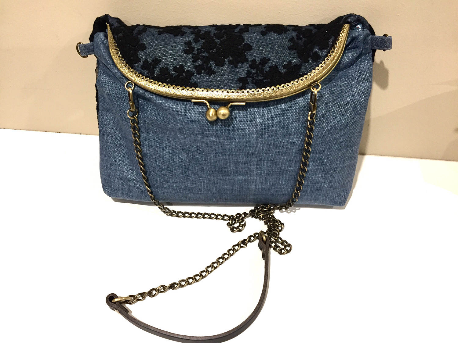 One Bag 4 Styles Denim Black Lace Shoulder Bag customizable - Etsy Hong ...