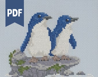 Little Penguin/Kororā with Rock - PDF Cross Stitch Pattern