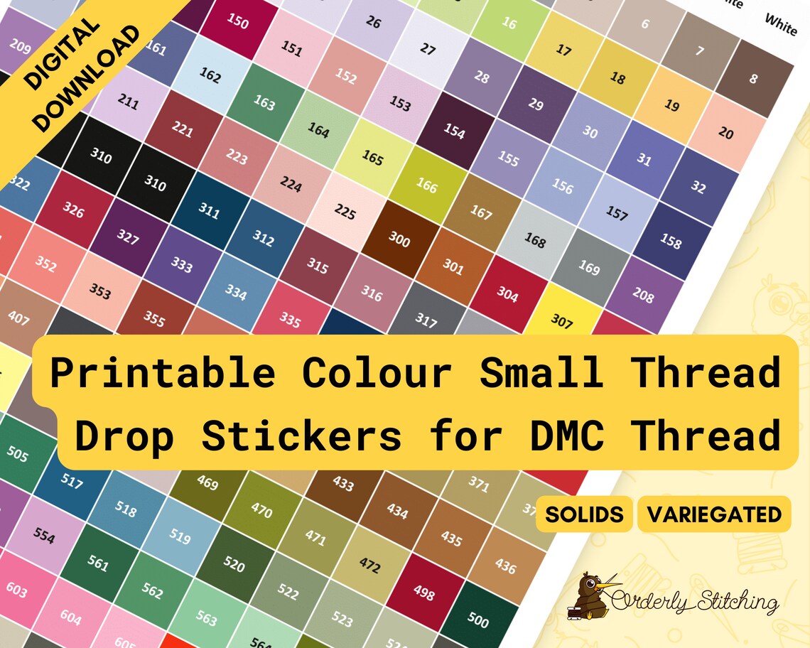 PDF Printable Coloured Thread Drop Stickers or Labels for Cross Stitch ...