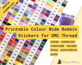 PDF Printable Coloured Long Bobbin Stickers or Labels for Cross Stitch ...