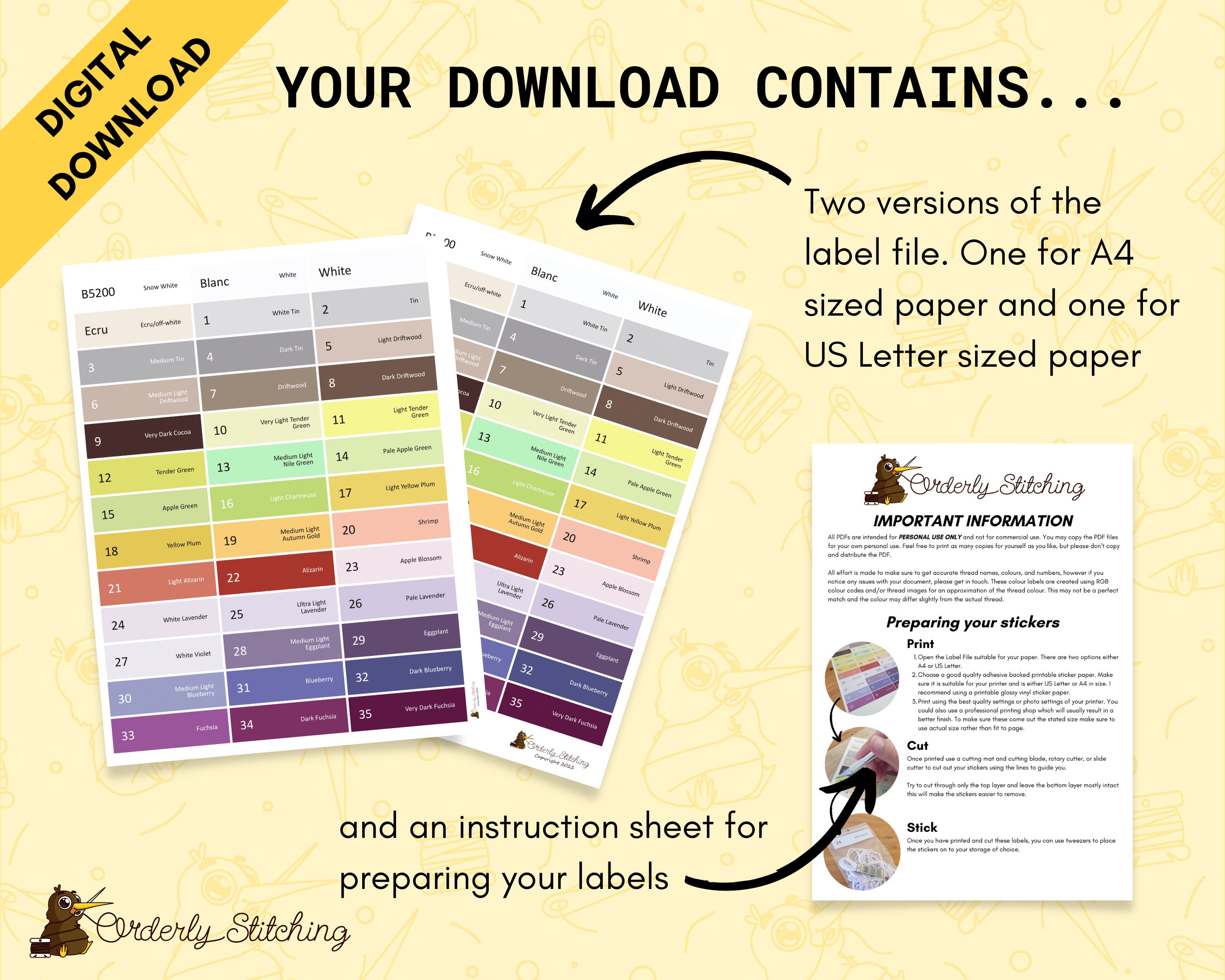 PDF Printable Coloured Large Stickers or Labels for Cross | Etsy