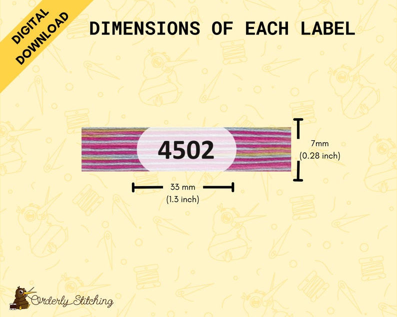 PDF Printable Coloured Long Bobbin Stickers for Cross Stitch or ...
