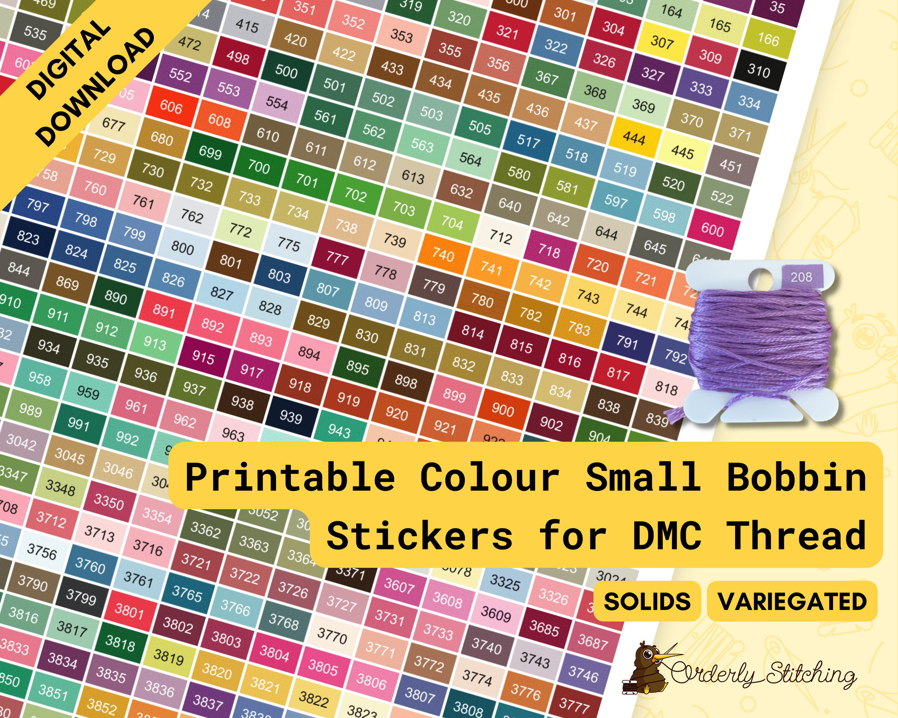 Printable DMC Thread Color Chart Tracker Inventory Sheet 