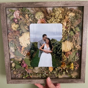 12x12 Wedding Flowers Shadowbox / Preserve & Frame your Wedding Bouquet  / Crown Frame Keepsake / Your Flowers Framed