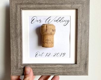 Personalized Cork Keepsake with your name, title, and specific date printed on it / Cork Keepsake Frame / Champagne Cork Holder