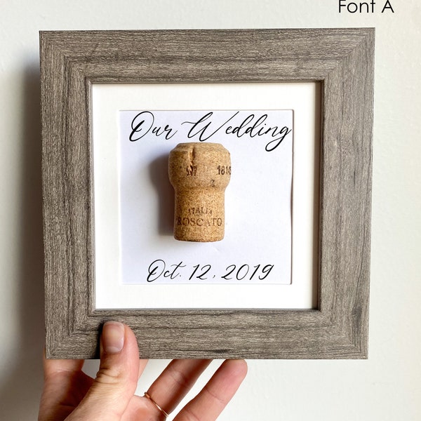 Personalized Cork Keepsake with your name, title, and specific date printed on it / Cork Keepsake Frame / Champagne Cork Holder