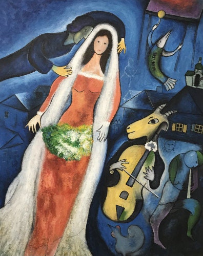 Hand Painted the Bride La Mariee Painting Reproduction on