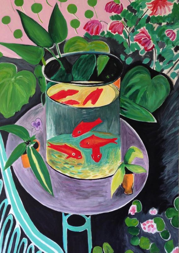 Hand Painted Henri Matisse Goldfish Painting Reproduction on