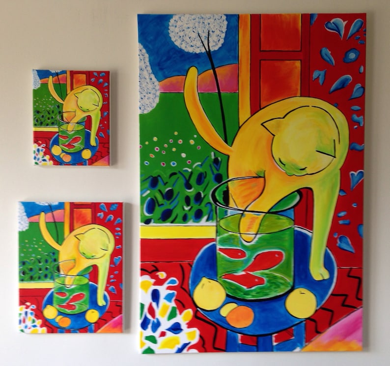 Hand Painted Henri Matisse The Cat With Red Fish Painting Etsy