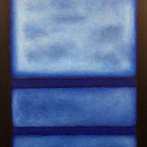 Hand Painted Three Blues On Black Rothko Inspired Abstract Color Field Painting On Canvas By JPK Artwork