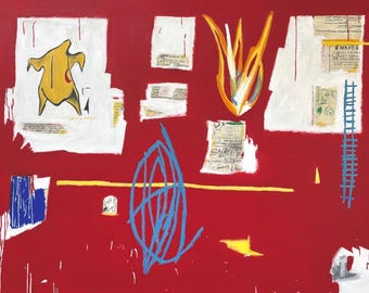 Hand Painted Contemporary Neo-expressionist Painting On Canvas