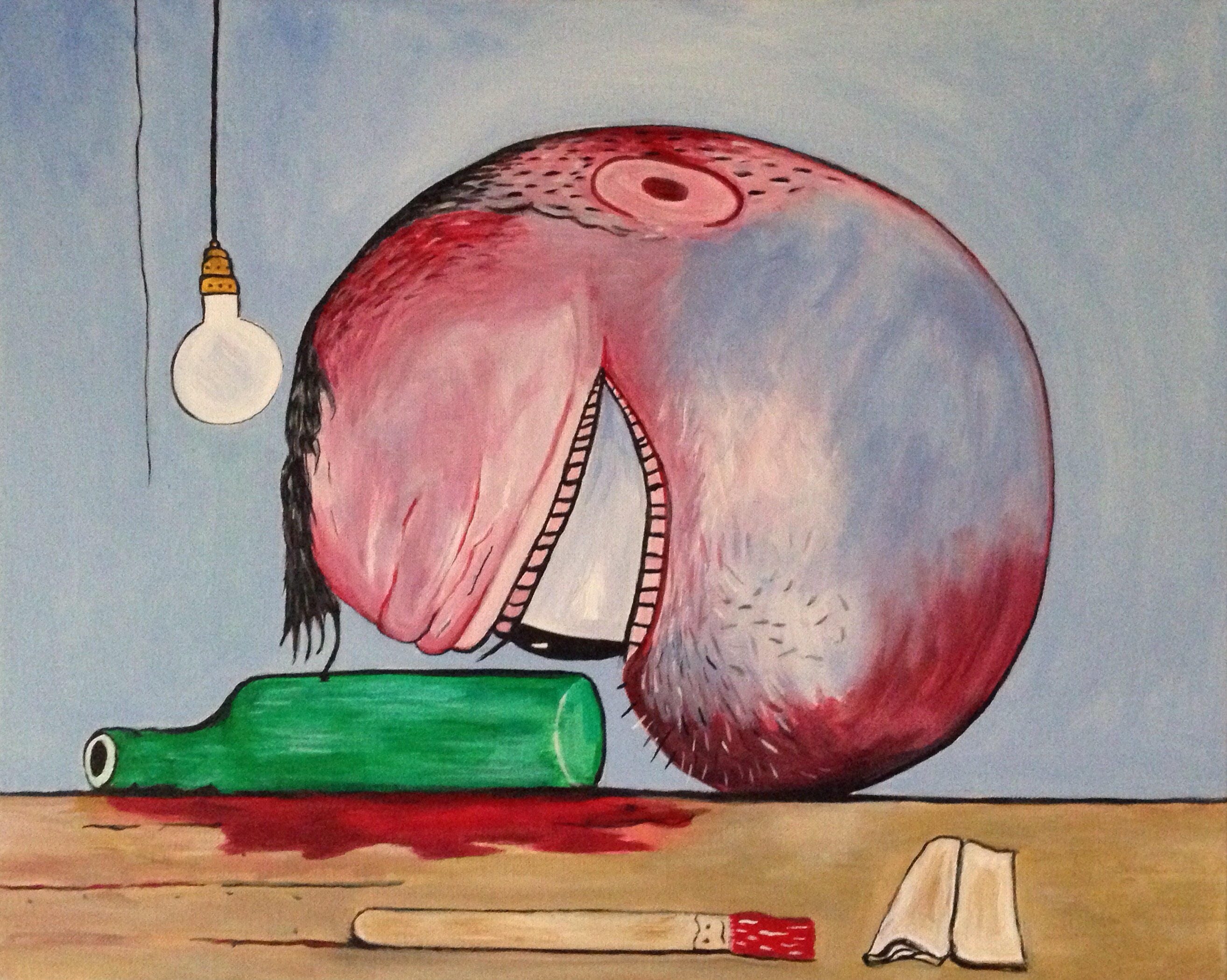 Hand Painted Philip Guston Head and Bottle Reproduction Etsy