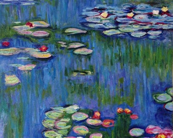 Hand Painted Claude Monet Water Lilies 1916 Painting Reproduction On Canvas