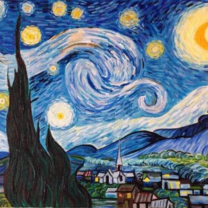 Hand Painted Vincent van Gogh Starry Night Painting Reproduction On Canvas