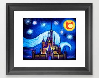 Fine Art Giclee Print Starry Night Over The Castle