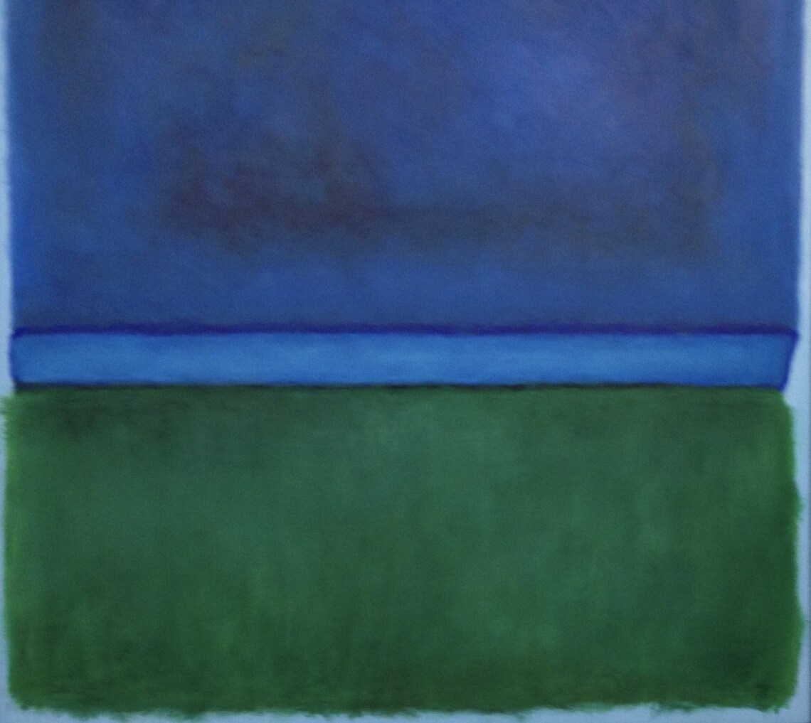 Hand Painted Blue Over Green Abstract Color Field Painting on Etsy