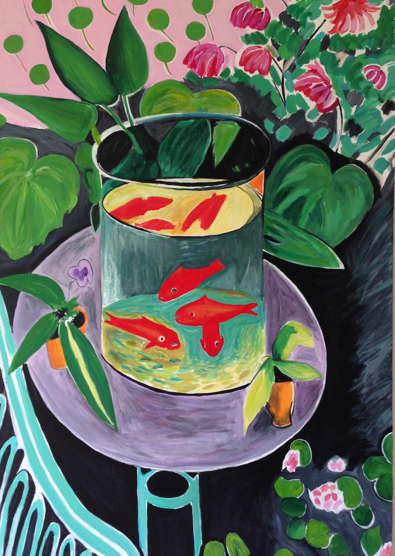 Reproduction de poisson rouge de Henri Matisse peint par JPK Etsy