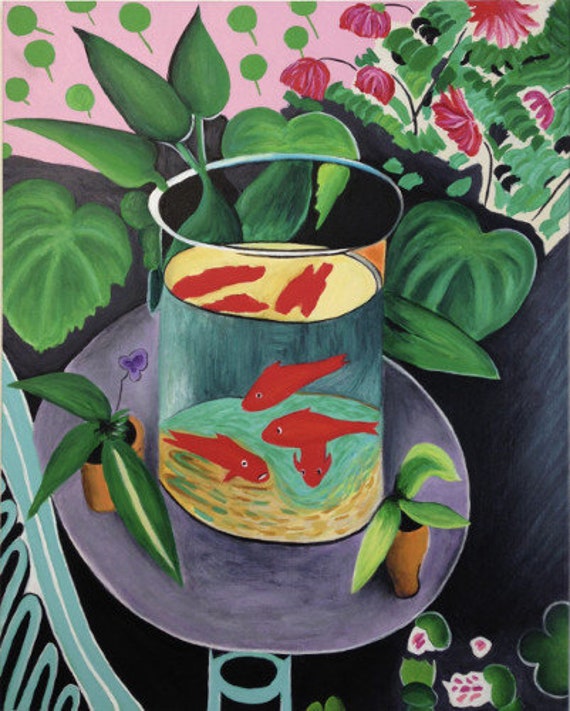 Hand Painted Henri Matisse Goldfish Painting Reproduction on