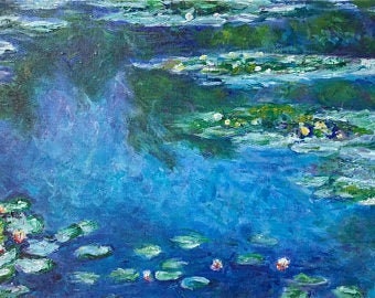 Hand Painted Claude Monet Water Lilies Painting Reproduction On Canvas