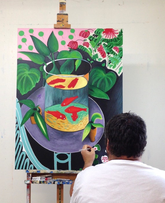 Hand Painted Henri Matisse Goldfish Painting Reproduction on