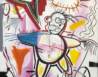 Hand Painted Abstract Contemporary Neo-expressionist Painting On Canvas