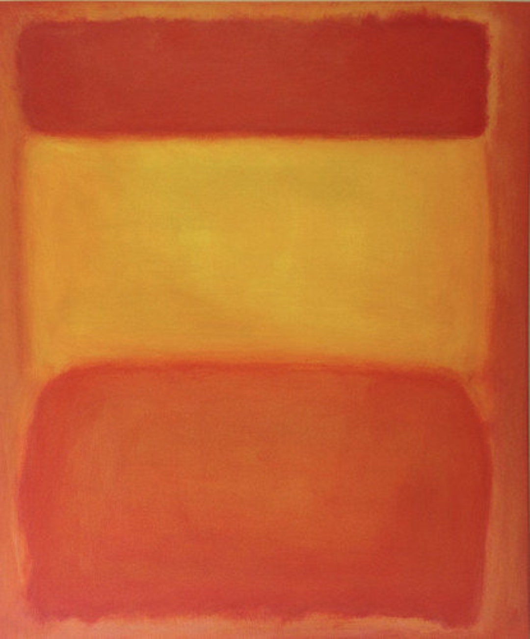 Hand Painted Orange Red Yellow Abstract Color Field Painting on Canvas