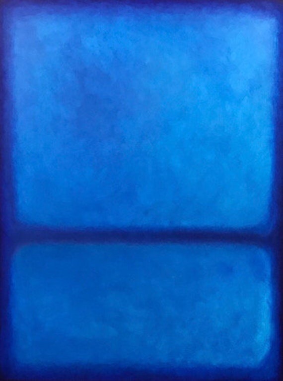 Hand Painted Blue on Blue Rothko Inspired Abstract Color Field