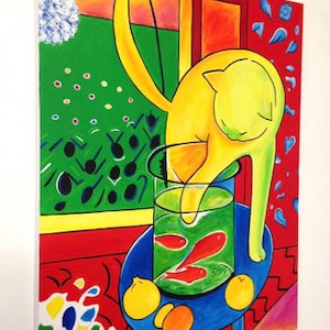 Hand Painted Henri Matisse The Cat With Red Fish Painting Reproduction On Canvas image 3