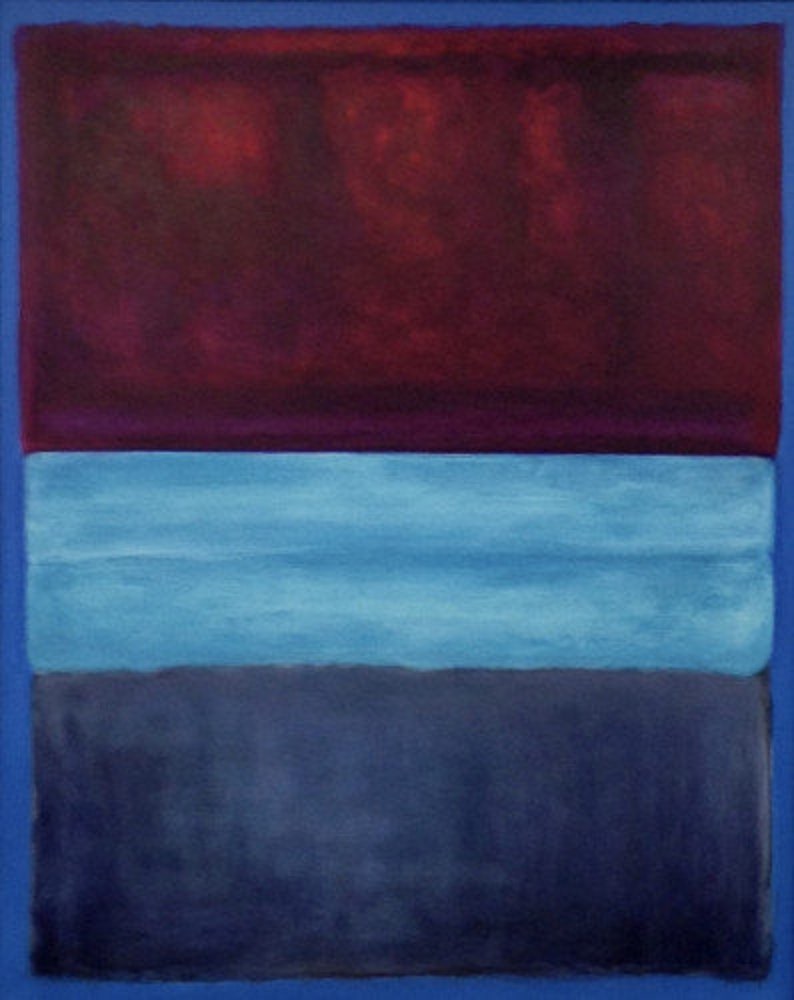 Hand Painted Rust and Blue Abstract Color Field Painting on Canvas Etsy