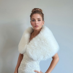 Off White / Soft Ivory Faux Fur Shawl, Faux Fur Wrap, Wedding Fur Wrap, Bridal, Winter Wedding Cover-Up, Bridesmaids Gifts (Serena Ivy07)