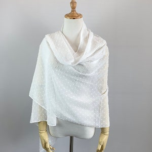 CLEARANCE Ivory Long Scarf Cover Up, Wedding Shawl, Long Shrug Bridal Evening Stole, Bridesmaid Shawl (Lola Ivy08)