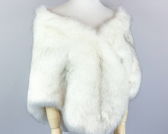 Ivory Faux Fur Bridal Wrap, Fleece Lined Wedding Stole