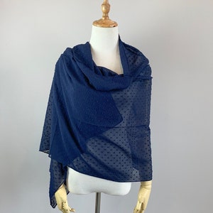 CLEARANCE Navy Blue Long Scarf Cover Up, Wedding Shawl, Long Shrug Bridal Evening Stole, Bridesmaid Shawl (Lola Nay08)