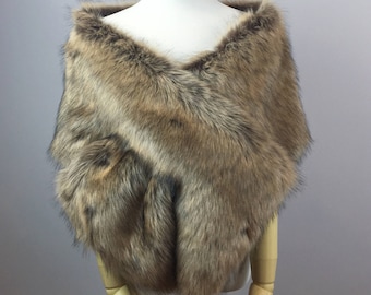 Brown faux fur bridal wrap, Wedding Fur shrug, Brown Fur Wrap, Bridal Faux Fur Stole Fur Shawl, wedding faux fur wrap (Lilian Brw03) Sale