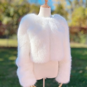 Ivory Faux Fur Coat, Ivory Fur Jacket, Bridal Fur Coat, Faux Fur Bolero, Winter Fur Coat, White Bridal Jacket, Wedding Jacket  (Anna Ivy07)