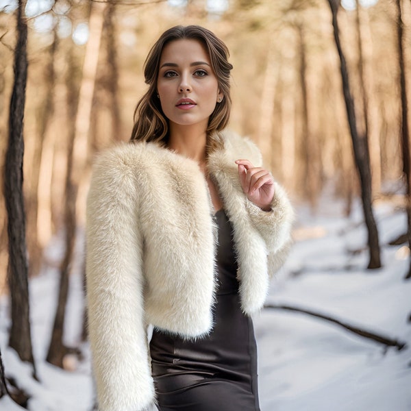 Faux Fur Bolero in White main image 1