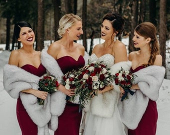 Light Gray Fur Shawl Silver Fur Bridal ...