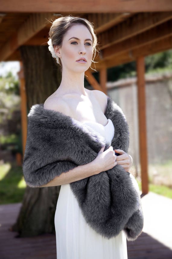 black fur shawl wedding