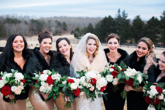 Black Faux Fur Bridal Wrap Wedding Fur 