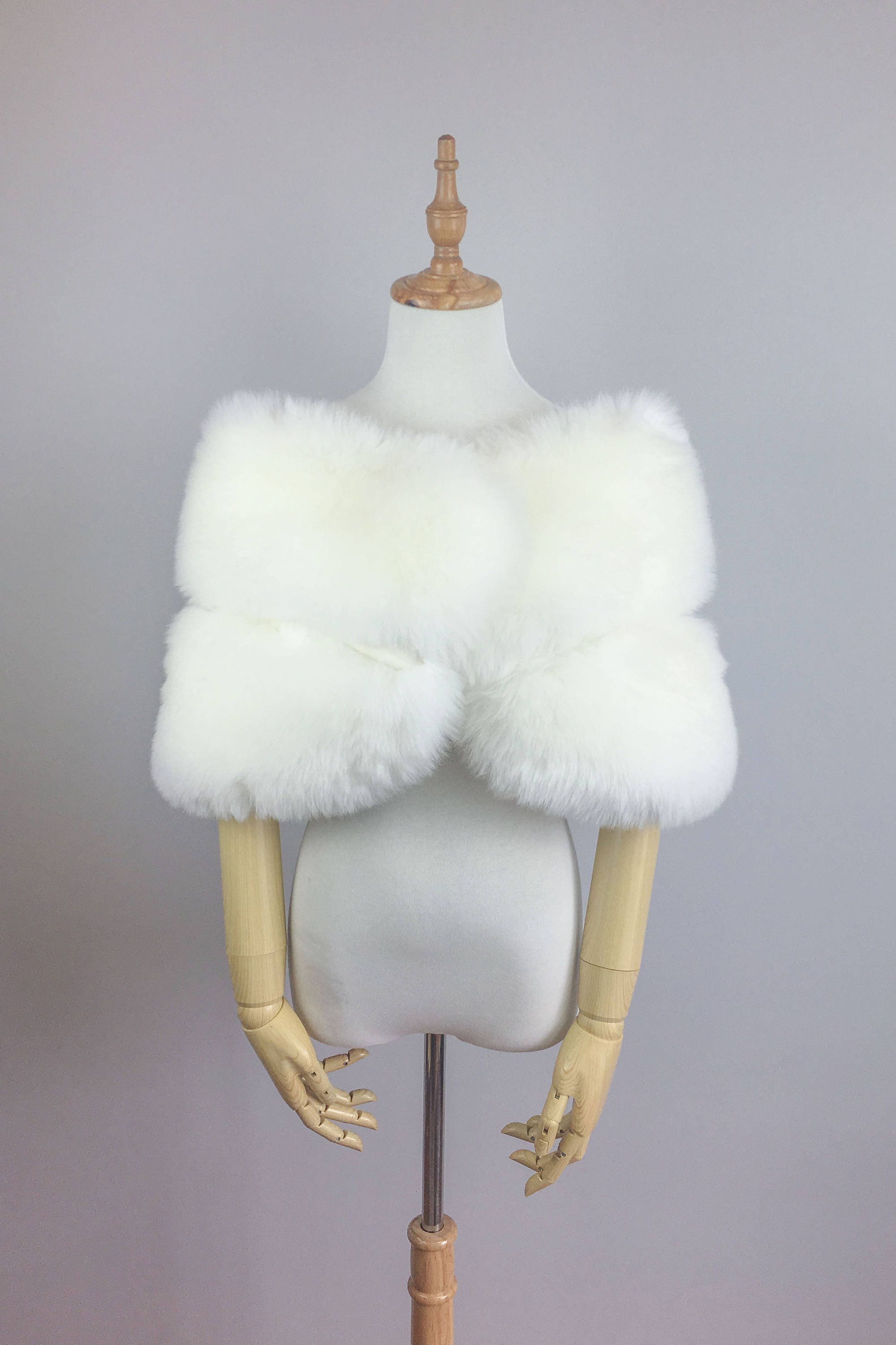 white fur shrug wedding